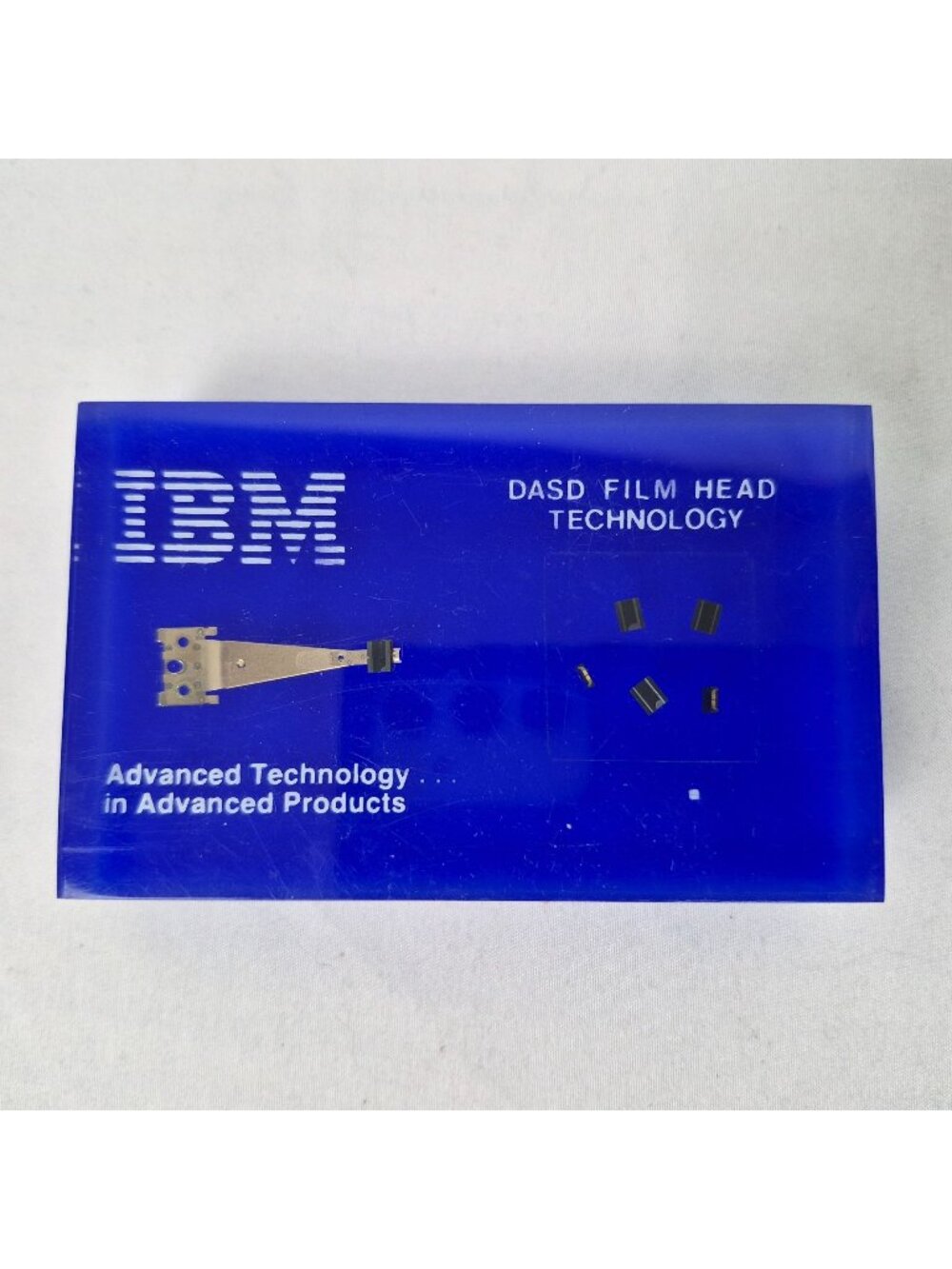 IBM Computer Chips DASD Film Head Technology Microchips Lucite Paperweight 1979